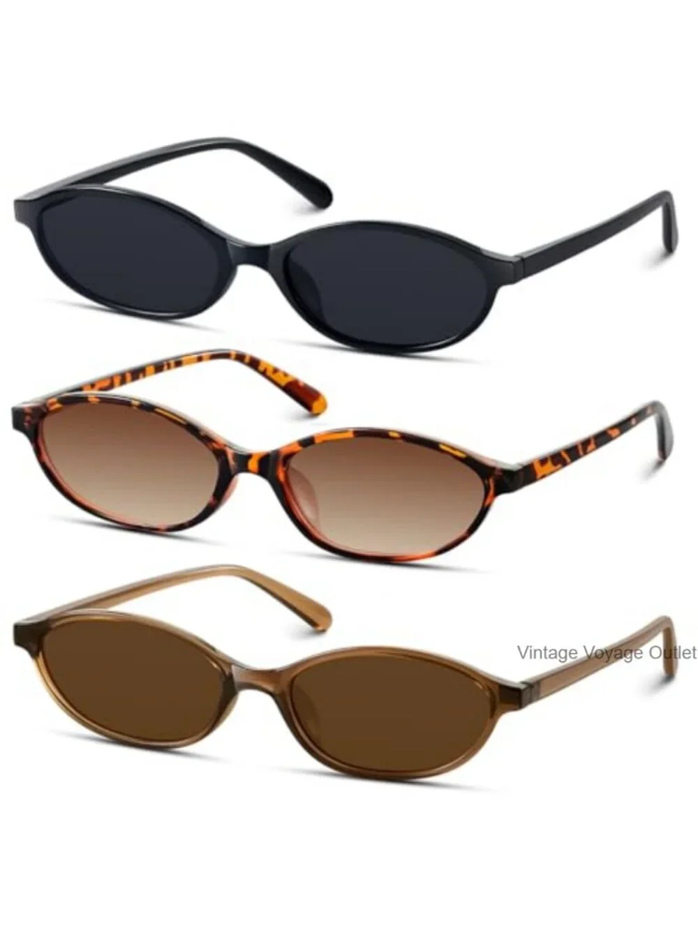 Retro Oval Cat Eye Sunglasses for Women 90s UV Protection Y2K Narrow Shades